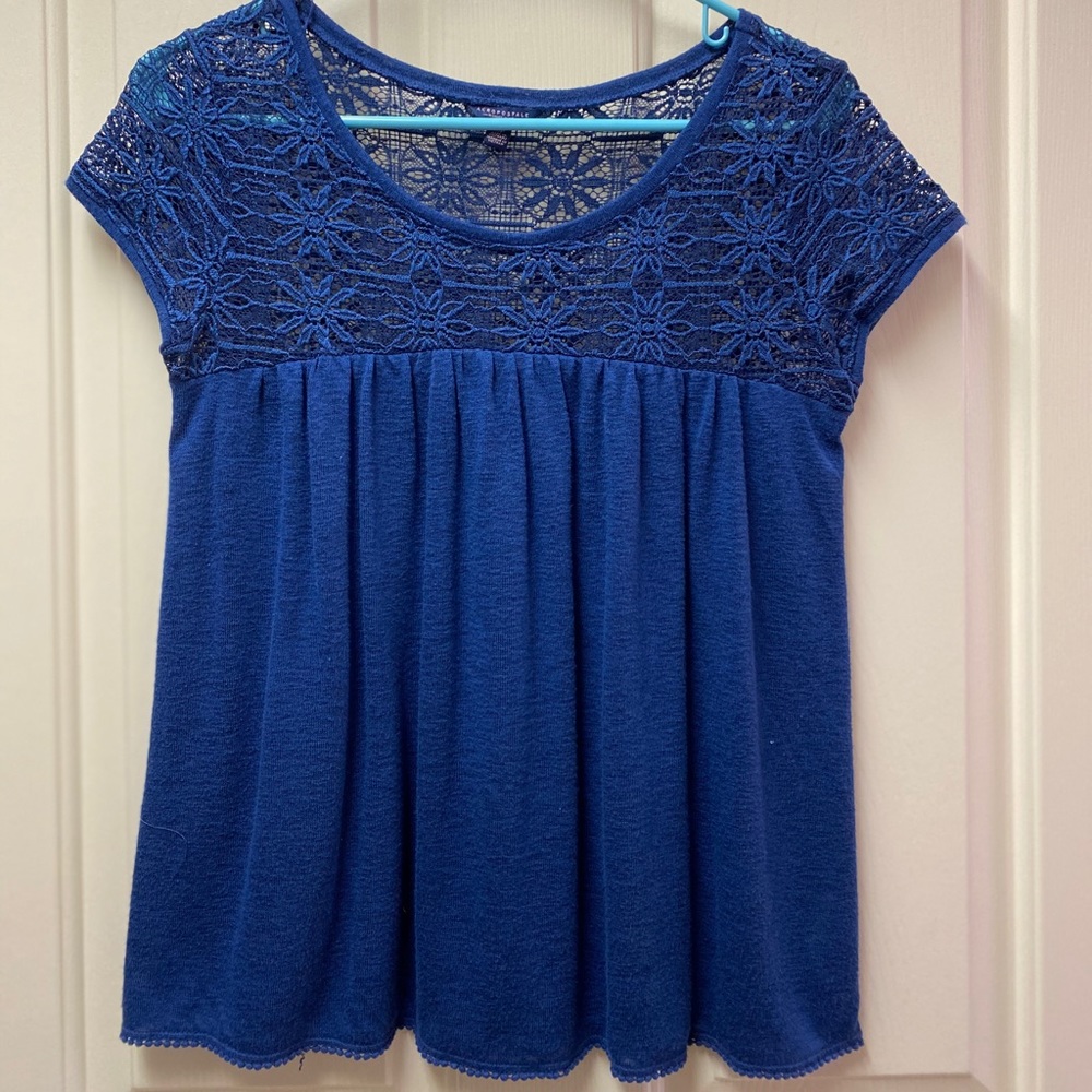 Navy blue flowy shirt